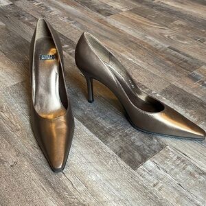 RARE Stuart Weitzman STUART 85 Bronze High Heel Leather Pumps, Size 8.5AA